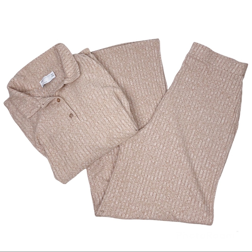 ASOS Ribbed Knit Long Sleeve Loungewear Set